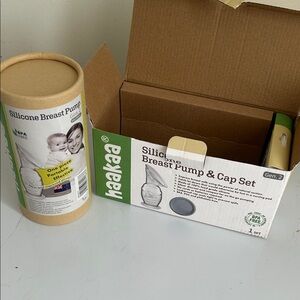 Haakaa Silicone Breast Pump & Cap Set - Gray
